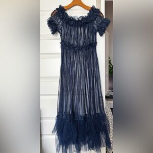 Sheer Ruffle Off Shoulder Dress